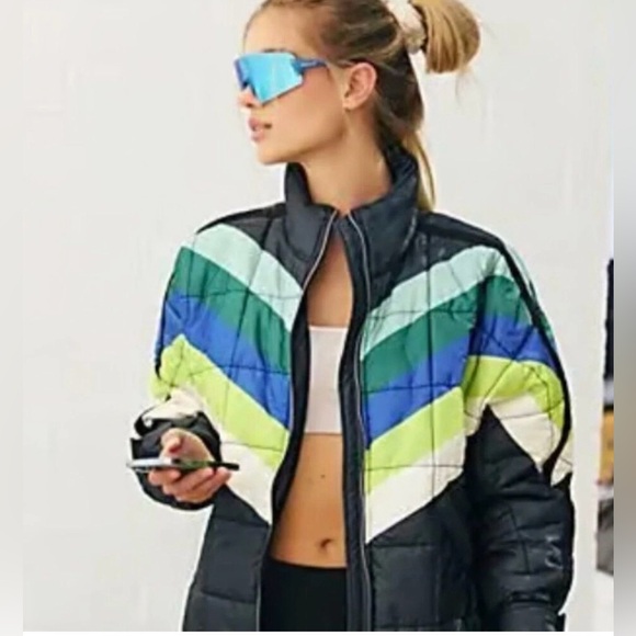 NWT Free People Pippa Packable Puffer in Camper Stripes - Picture 2 of 11